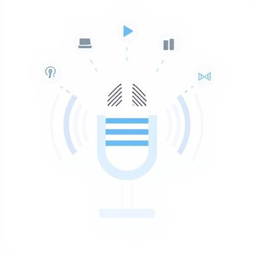 マイクと音波のアイコン、サービス利用を象徴